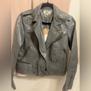 Brand new faux leather jacket gray